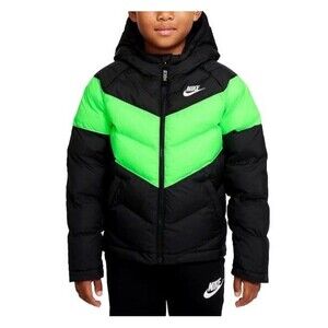 Nike Sportswear Synthetic-Fill Jacket Youth Size Large Black Green Hooded NSW